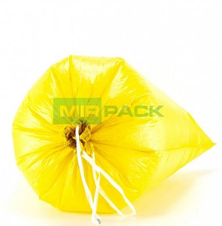 Пакеты для мусора с завязками 35 л, 18 мкм, 15 шт, ПНД, желтые, с ручками - Вид 3
