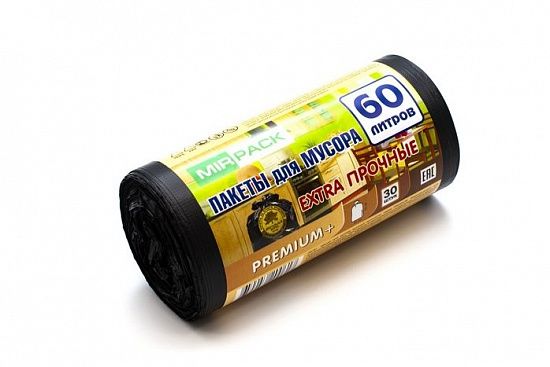 Мешки для мусора 60 л, 20 мкм, в рулоне 30 штук, ПСД, черные, 60х70 см, особопрочные - Вид 2